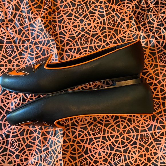 Strange Cvlt Shoes Jack o Lantern Pumpkin Women's Flats Black Orange Used w box - Picture 5 of 9